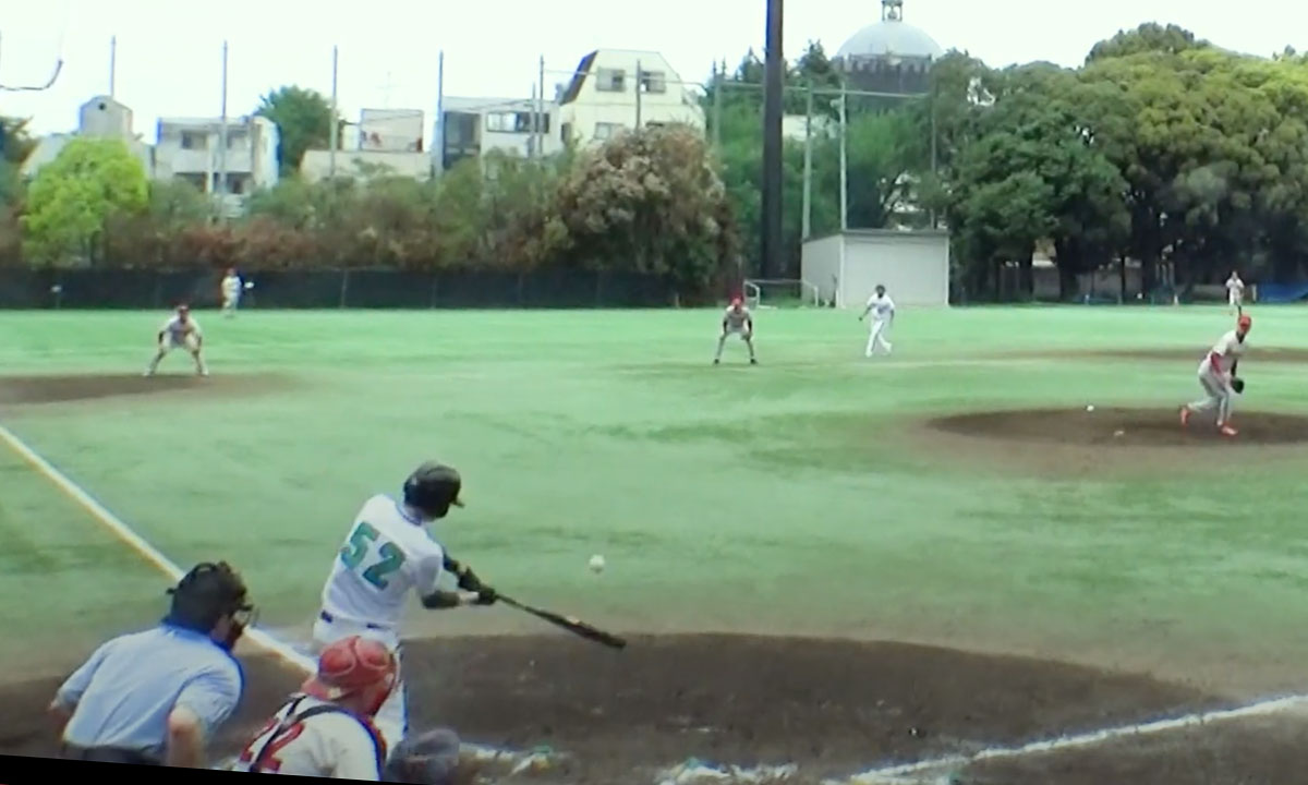 2回表2死13塁 H松本研の左中間2点タイムリー。一時逆転に成功する